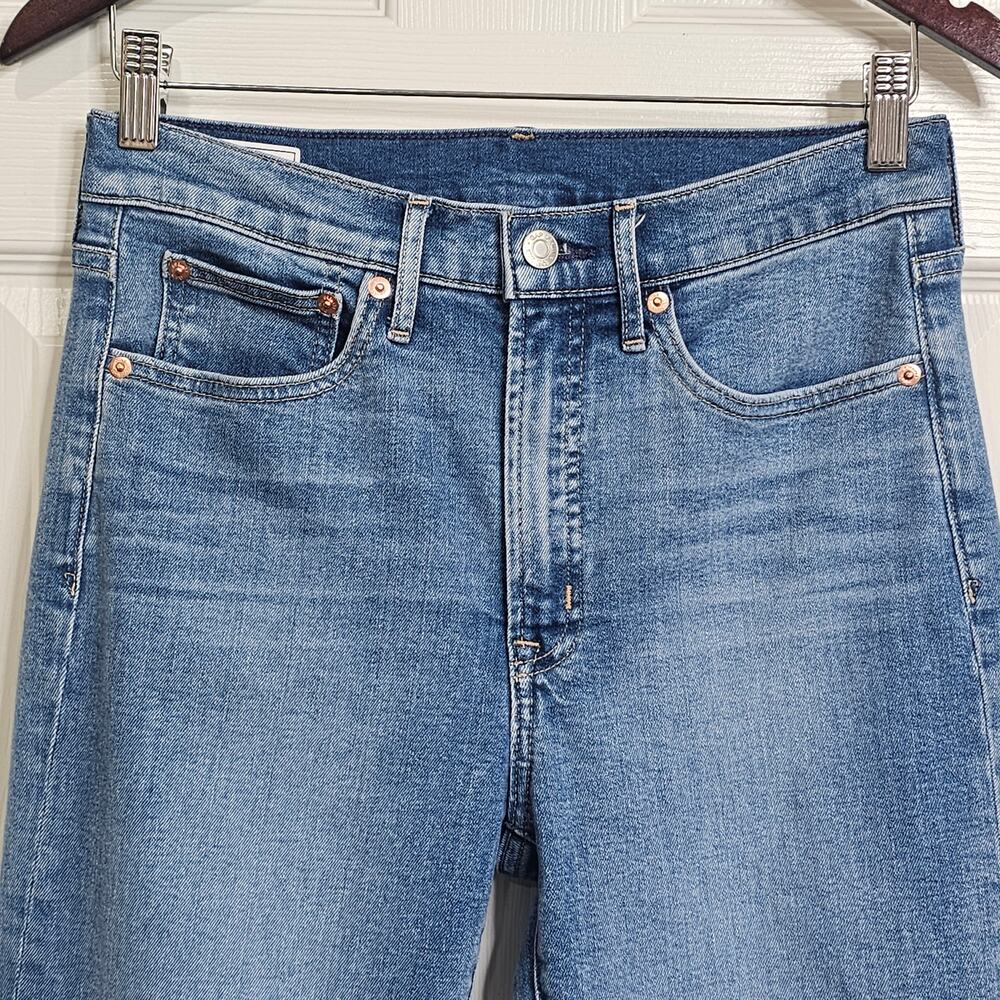 Gap 70s Flare High Rise Jeans Womens 28 Short Blue Colorblock Panel Denim - Picture 3 of 8